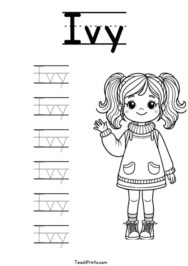 Ivy Name Tracing Worksheet