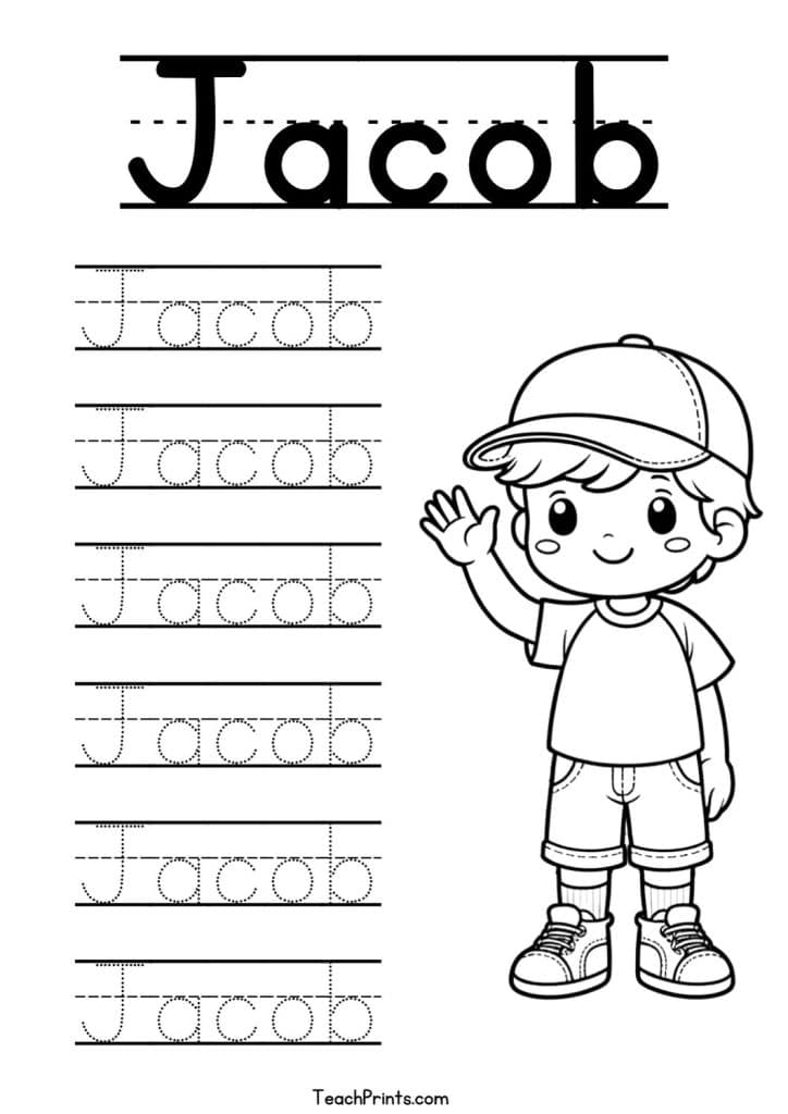 Jacob Name Tracing Worksheet