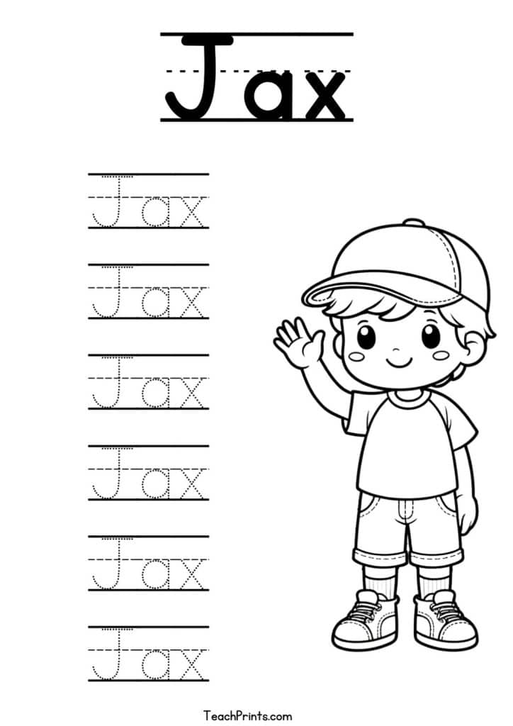 Jax Name Tracing Worksheet