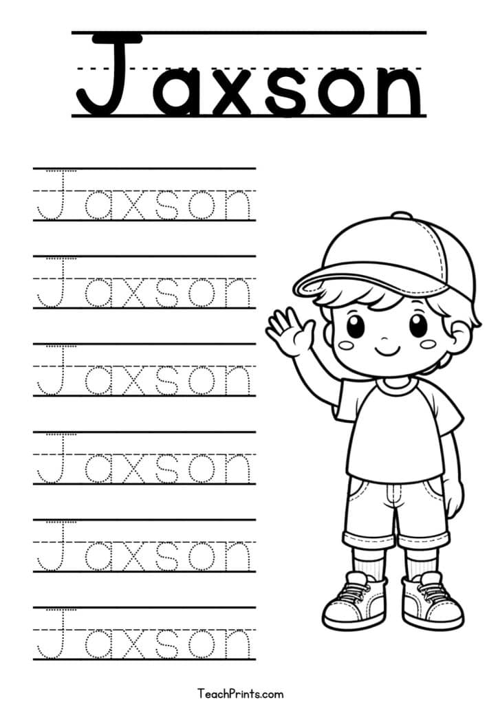 Jaxson Name Tracing Worksheet