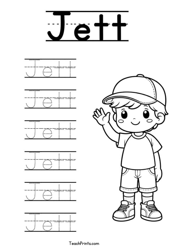 Jett Name Tracing Worksheet