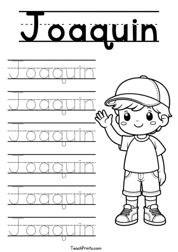 Joaquin Name Tracing Worksheet