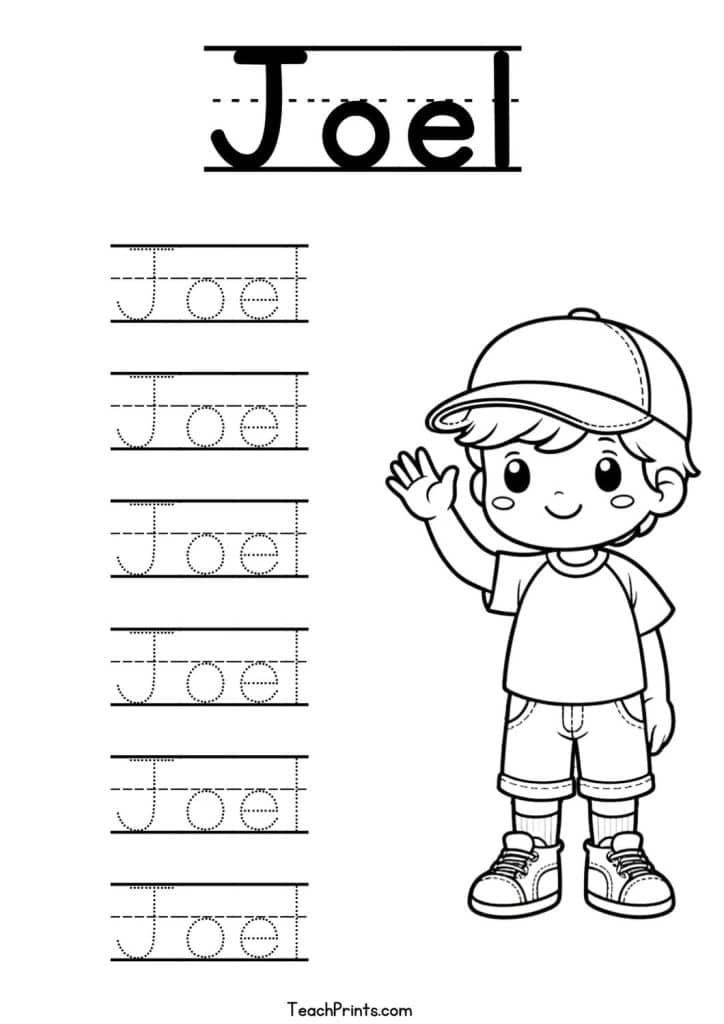 Joel Name Tracing Worksheet