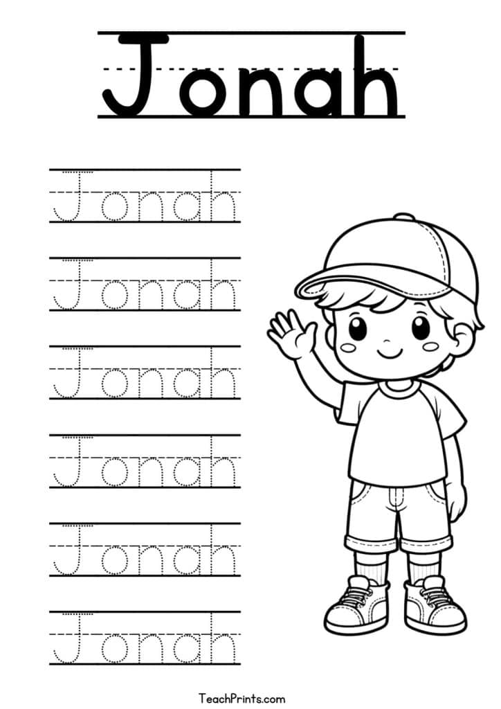 Jonah Name Tracing Worksheet