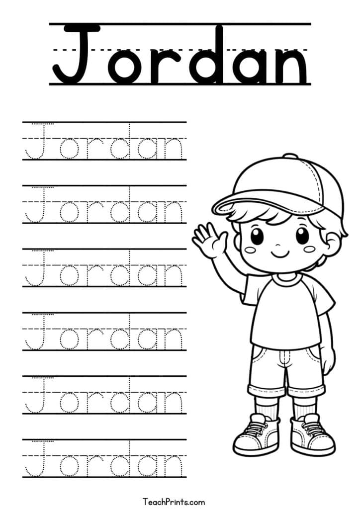Jordan Name Tracing Worksheet