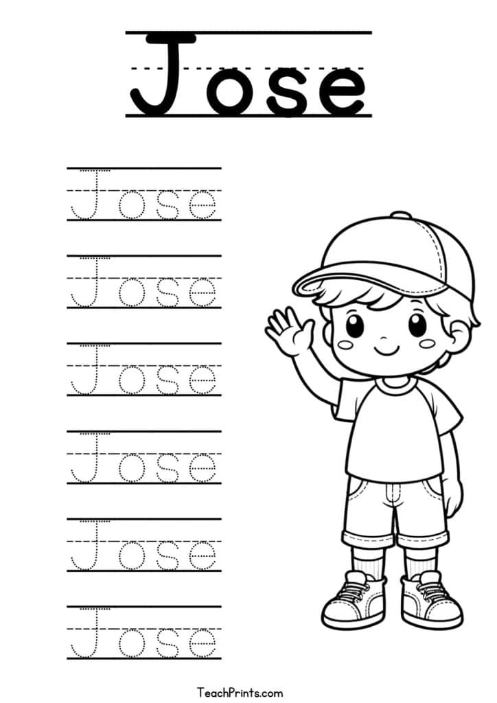 Jose Name Tracing Worksheet