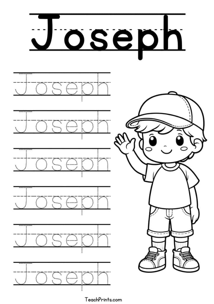 Joseph Name Tracing Worksheet