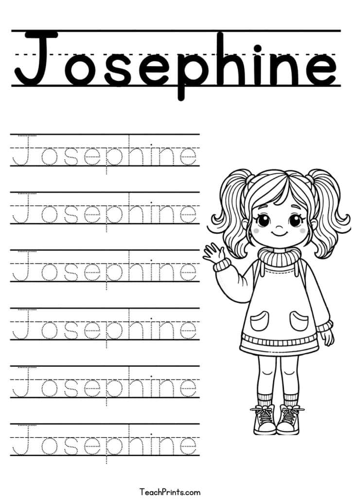 Josephine Name Tracing Worksheet
