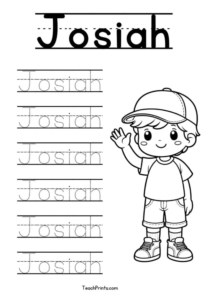 Josiah Name Tracing Worksheet