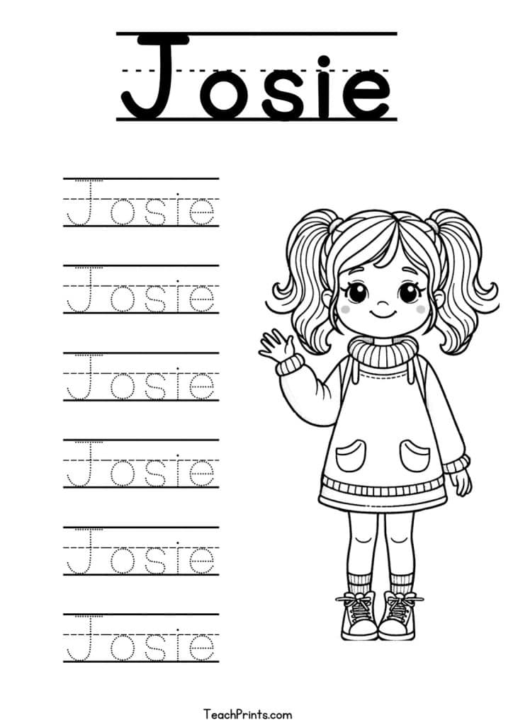 Josie Name Tracing Worksheet