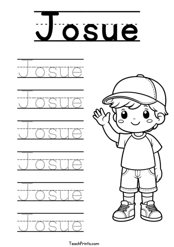 Josue Name Tracing Worksheet