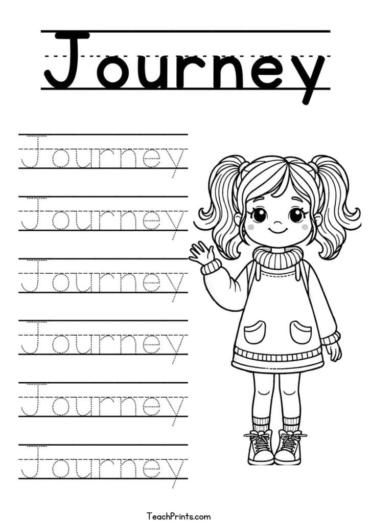 Journey Name Tracing Worksheet