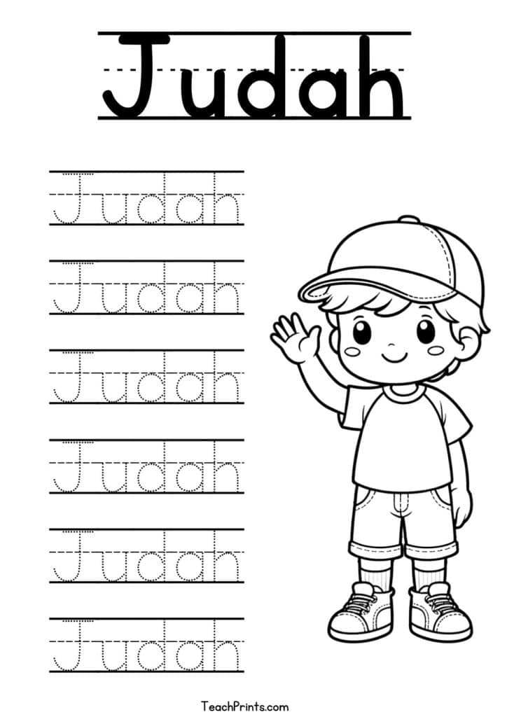 Judah Name Tracing Worksheet