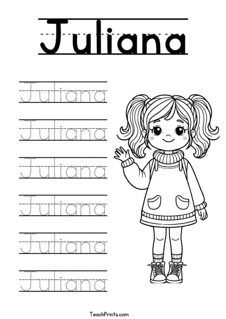 Juliana Name Tracing Worksheet