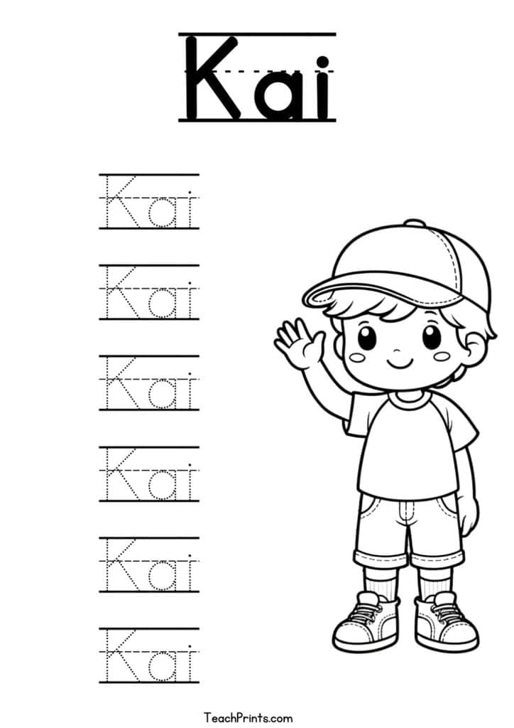 Kai Name Tracing Worksheet
