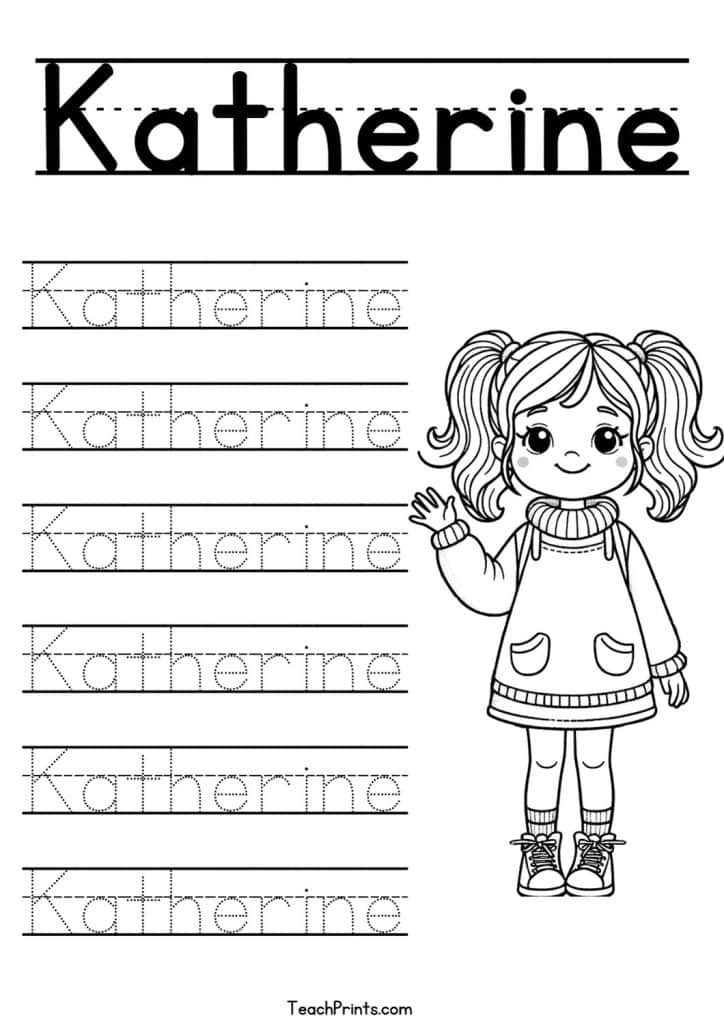 Katherine Name Tracing Worksheet