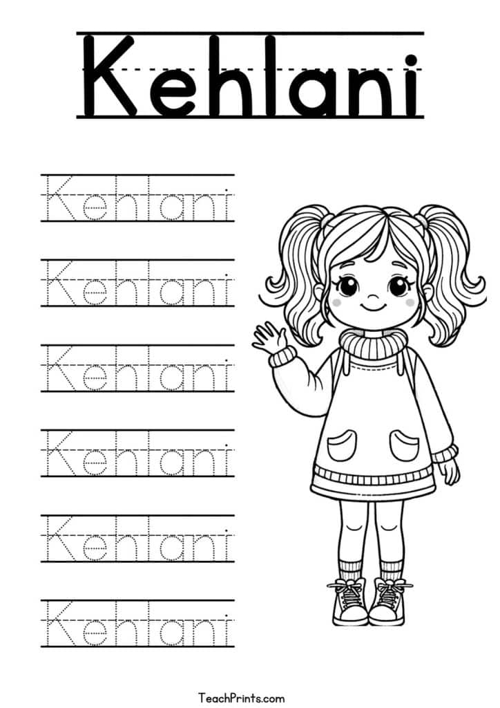 Kehlani Name Tracing Worksheet