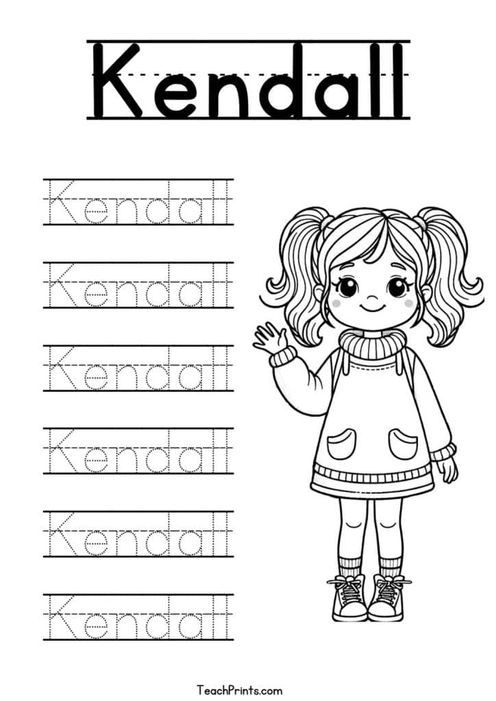 Kendall Name Tracing Worksheet