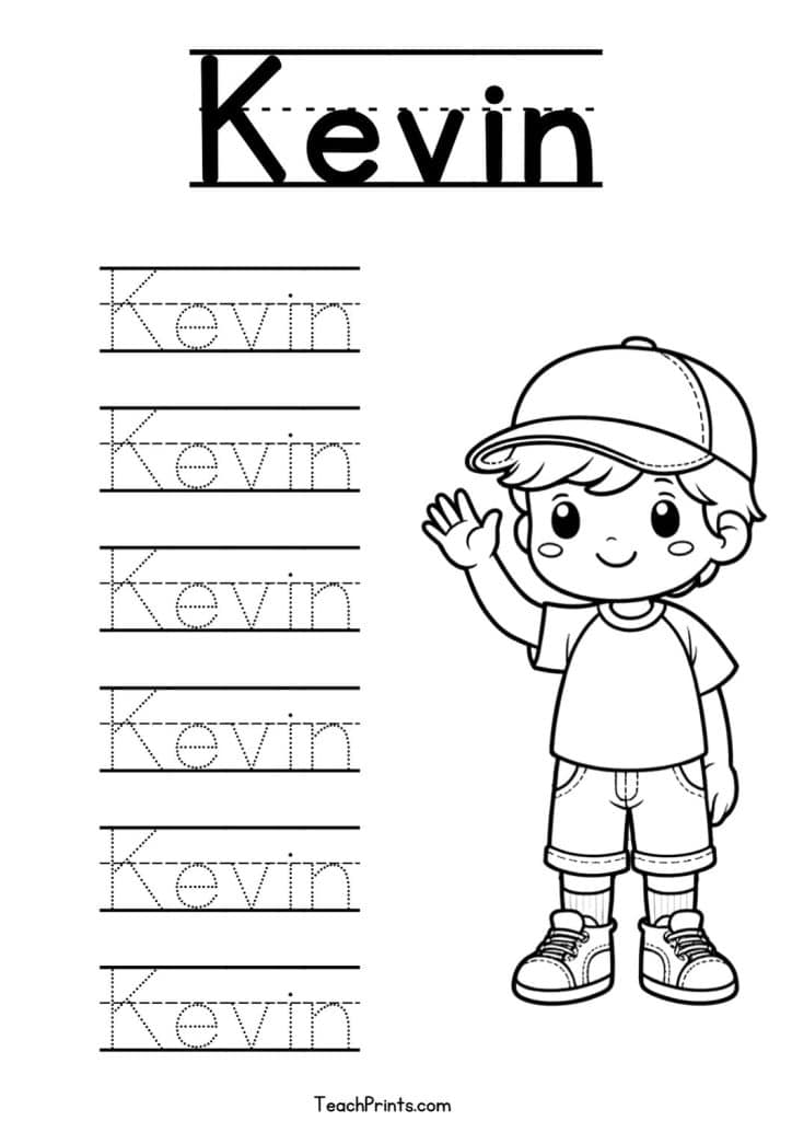 Kevin Name Tracing Worksheet
