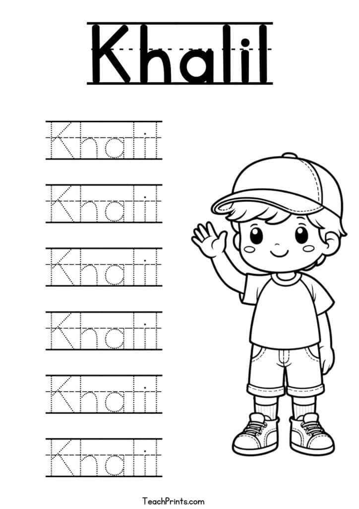 Khalil Name Tracing Worksheet