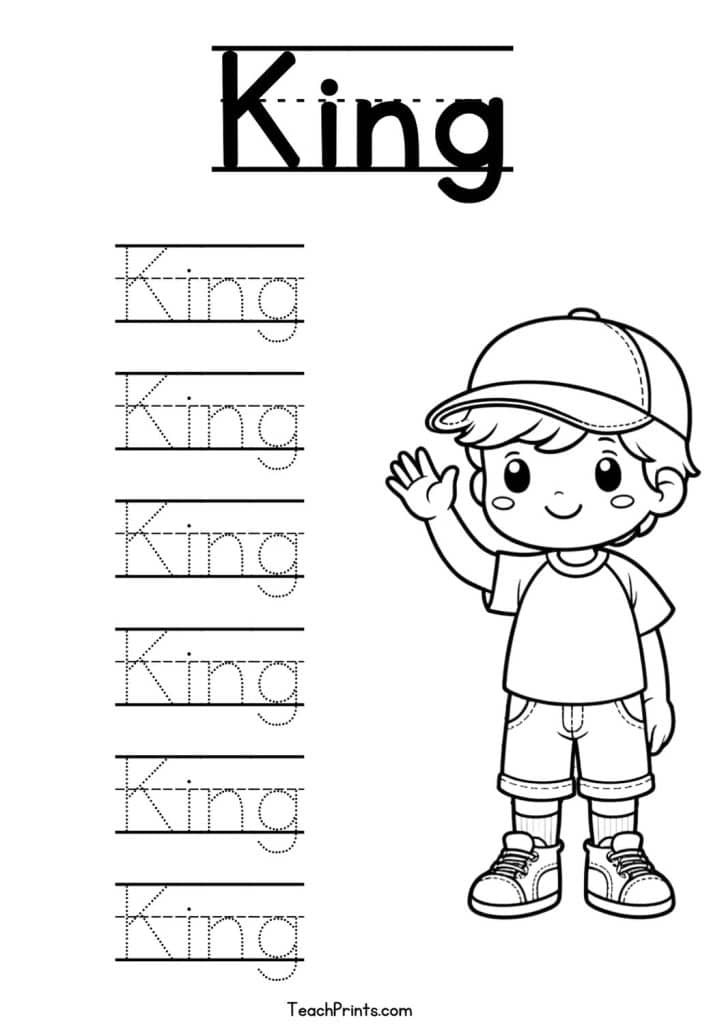 King Name Tracing Worksheet