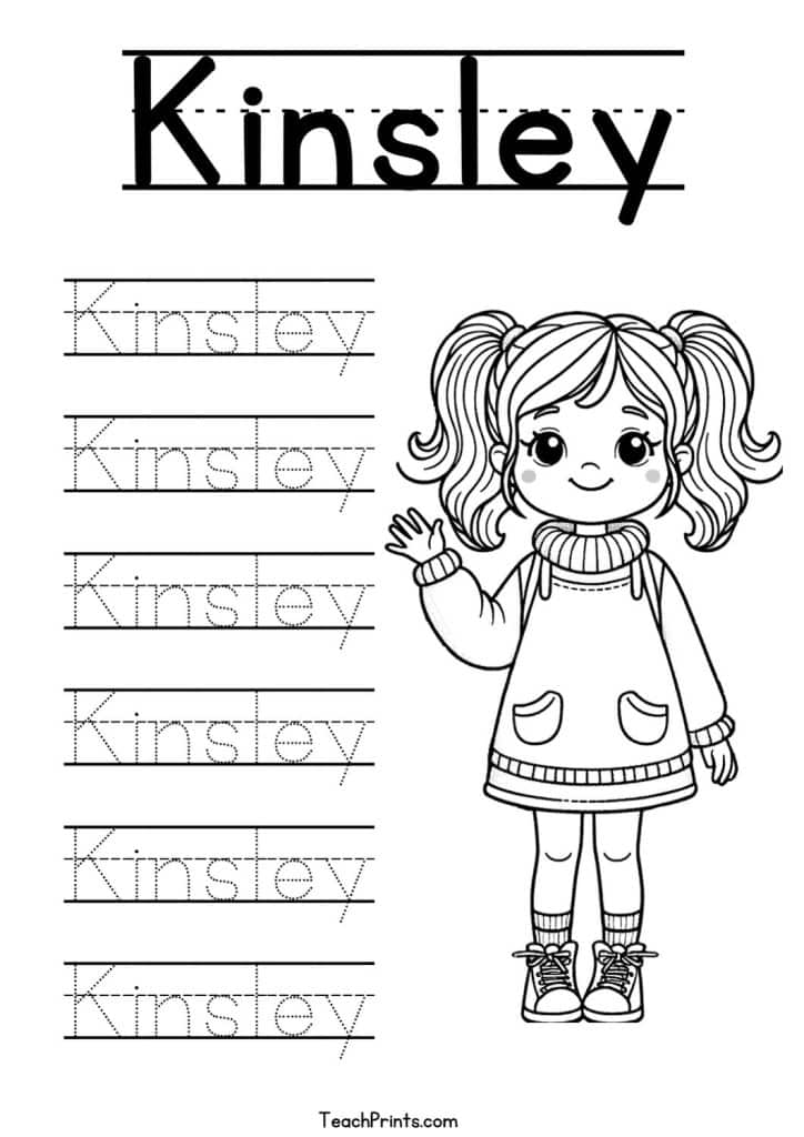 Kinsley Name Tracing Worksheet