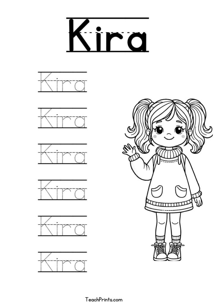 Kira Name Tracing Worksheet