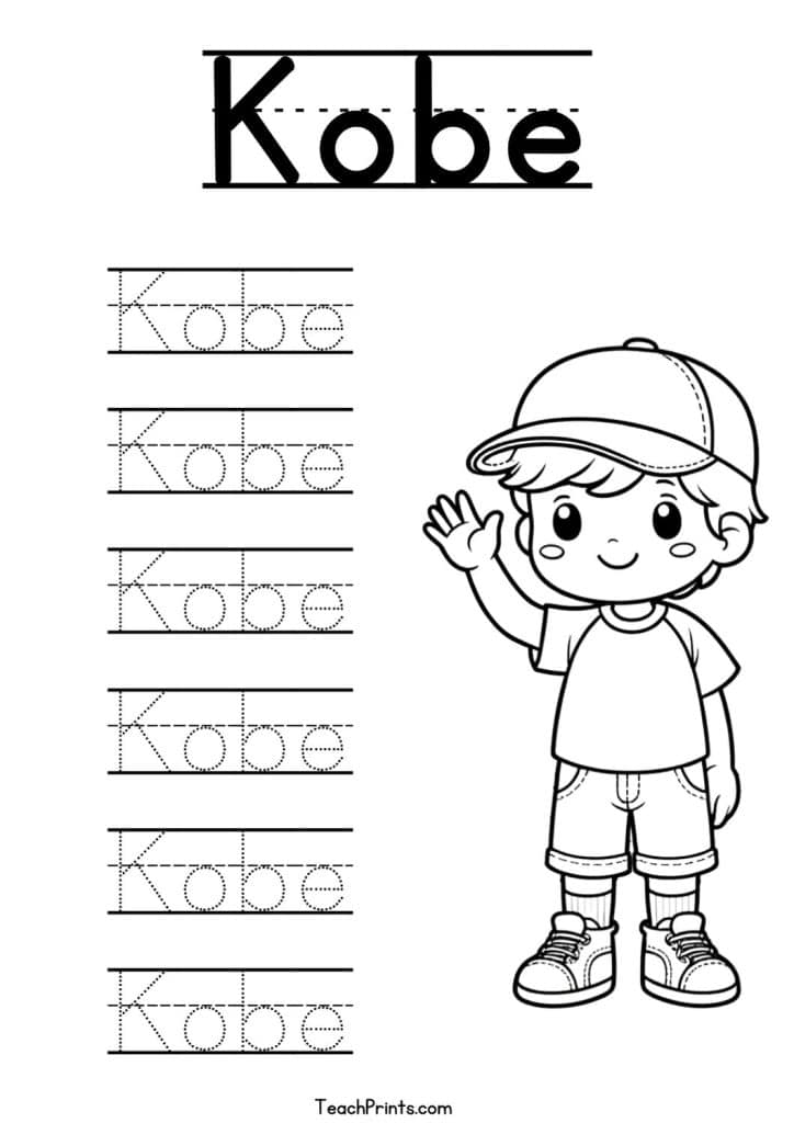 Kobe Name Tracing Worksheet