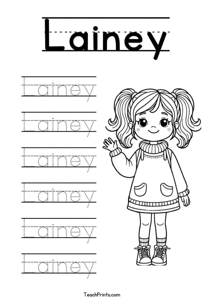 Lainey Name Tracing Worksheet