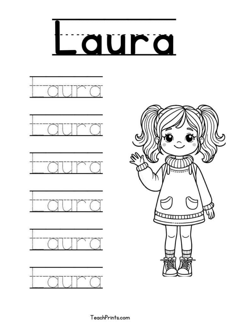 Laura Name Tracing Worksheet