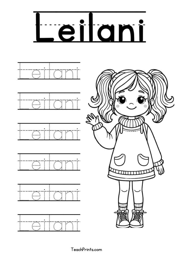 Leilani Name Tracing Worksheet