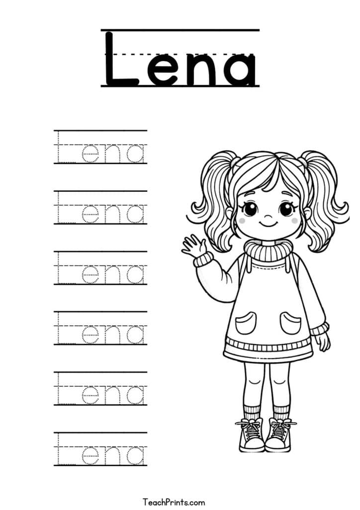 Lena Name Tracing Worksheet