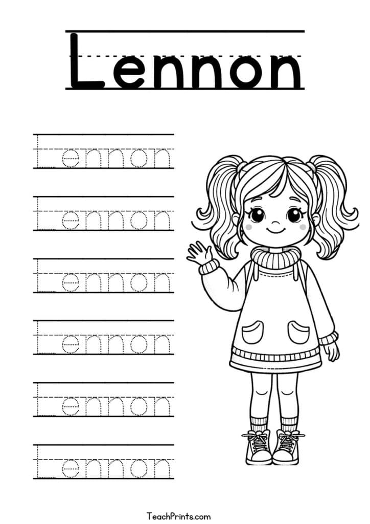 Lennon Name Tracing Worksheet