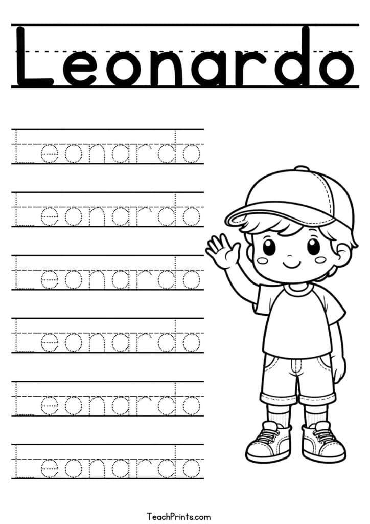 Leonardo Name Tracing Worksheet