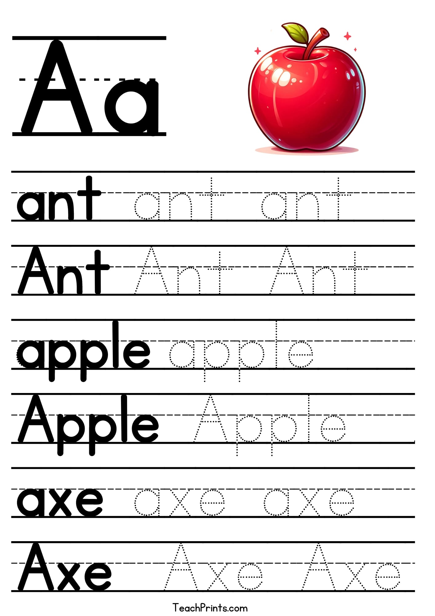 Letter A Tracing Worksheets - Free Printables - Teach Prints
