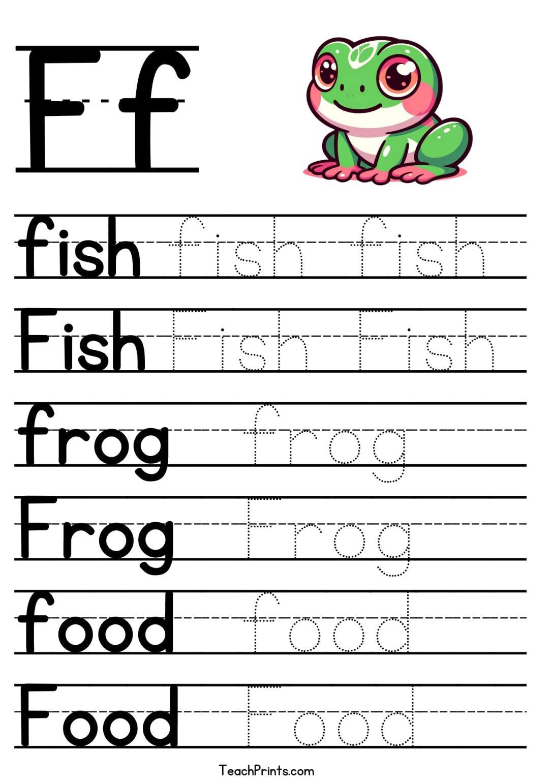 Letter F Tracing Worksheet - Free Printables - Teach Prints