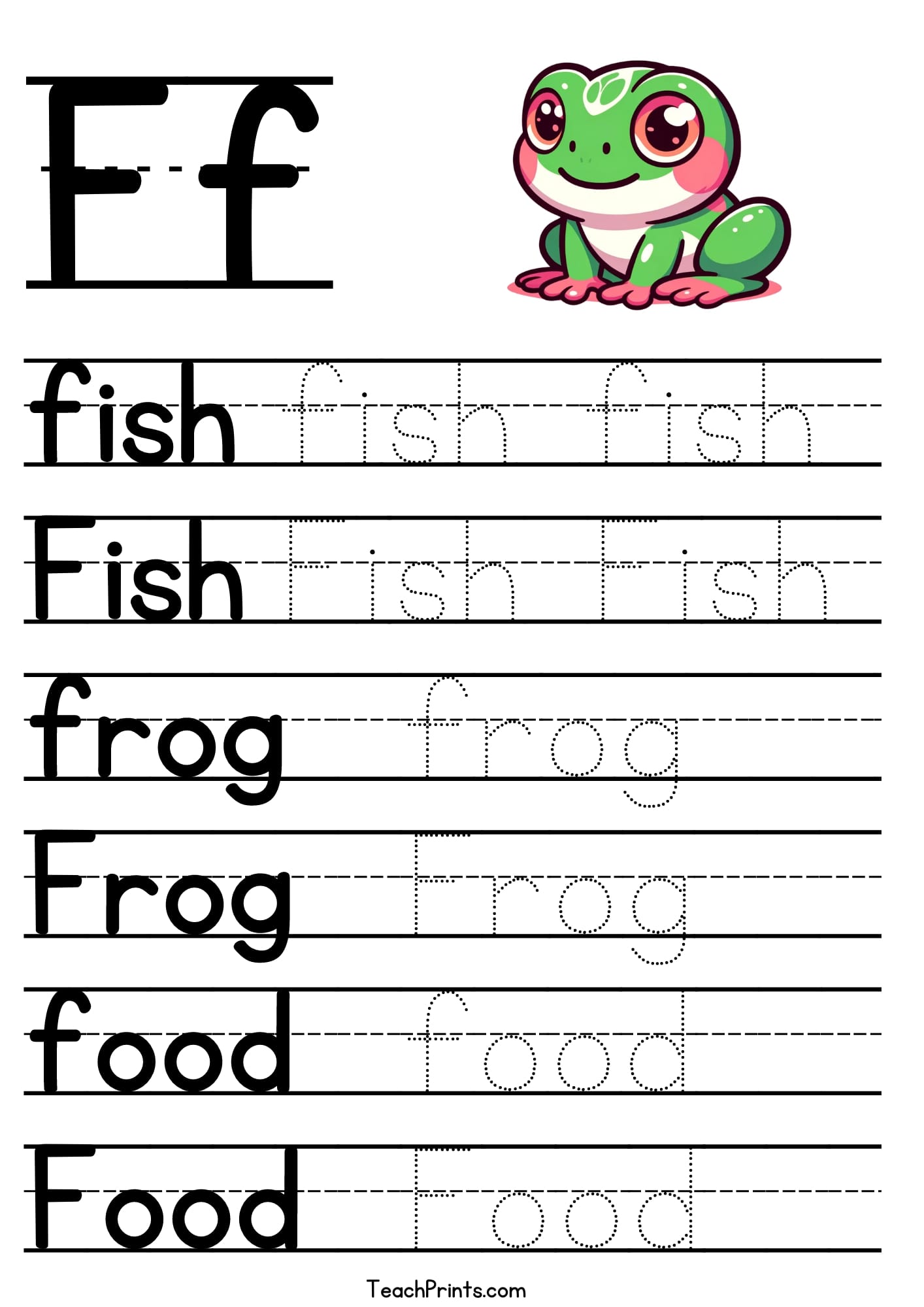 Letter F Tracing Worksheet - Free Printables - Teach Prints