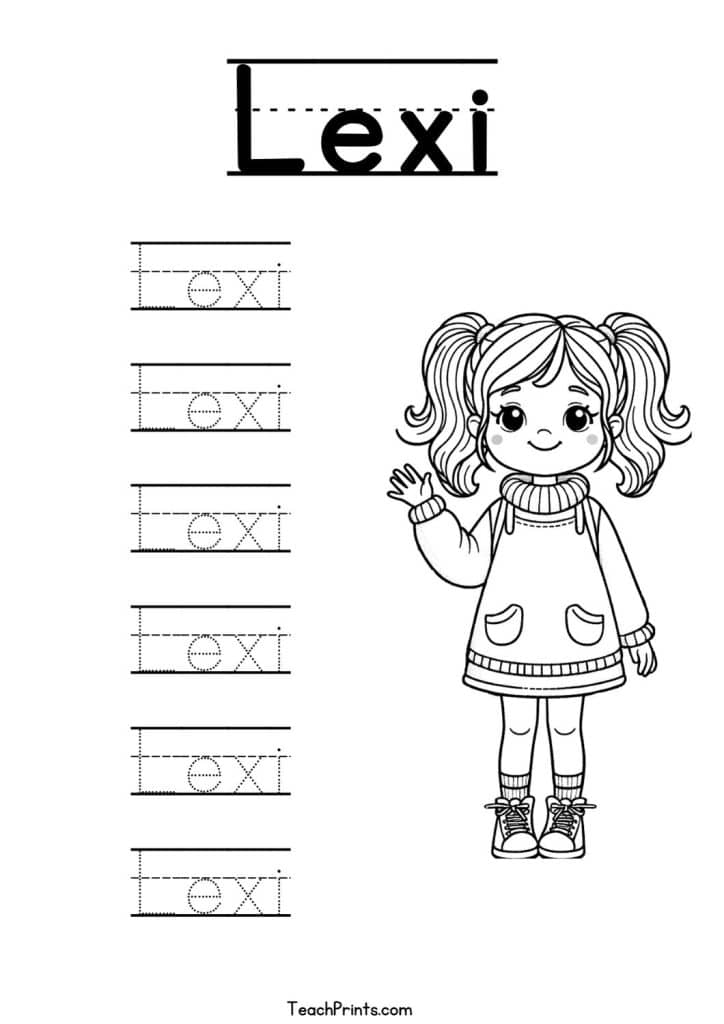 Lexi Name Tracing Worksheet