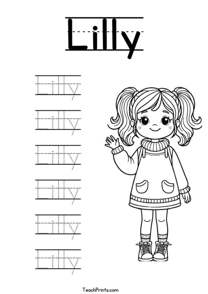 Lilly Name Tracing Worksheet