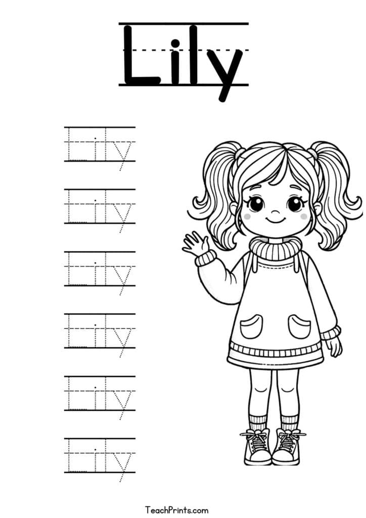 Lily Name Tracing Worksheet