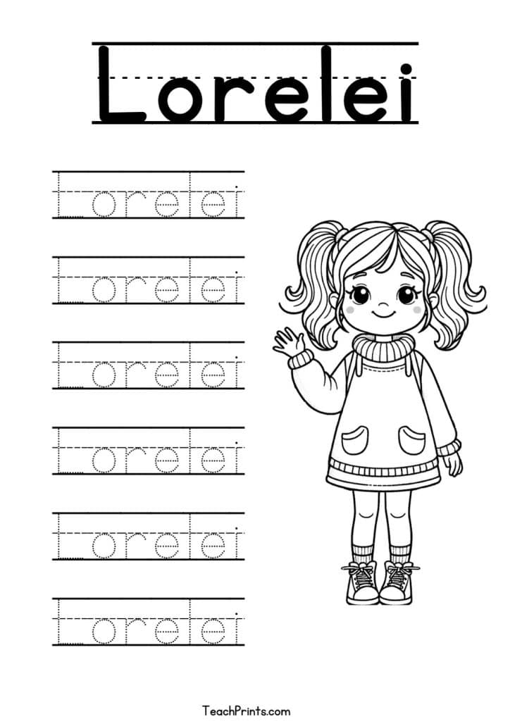 Lorelei Name Tracing Worksheet