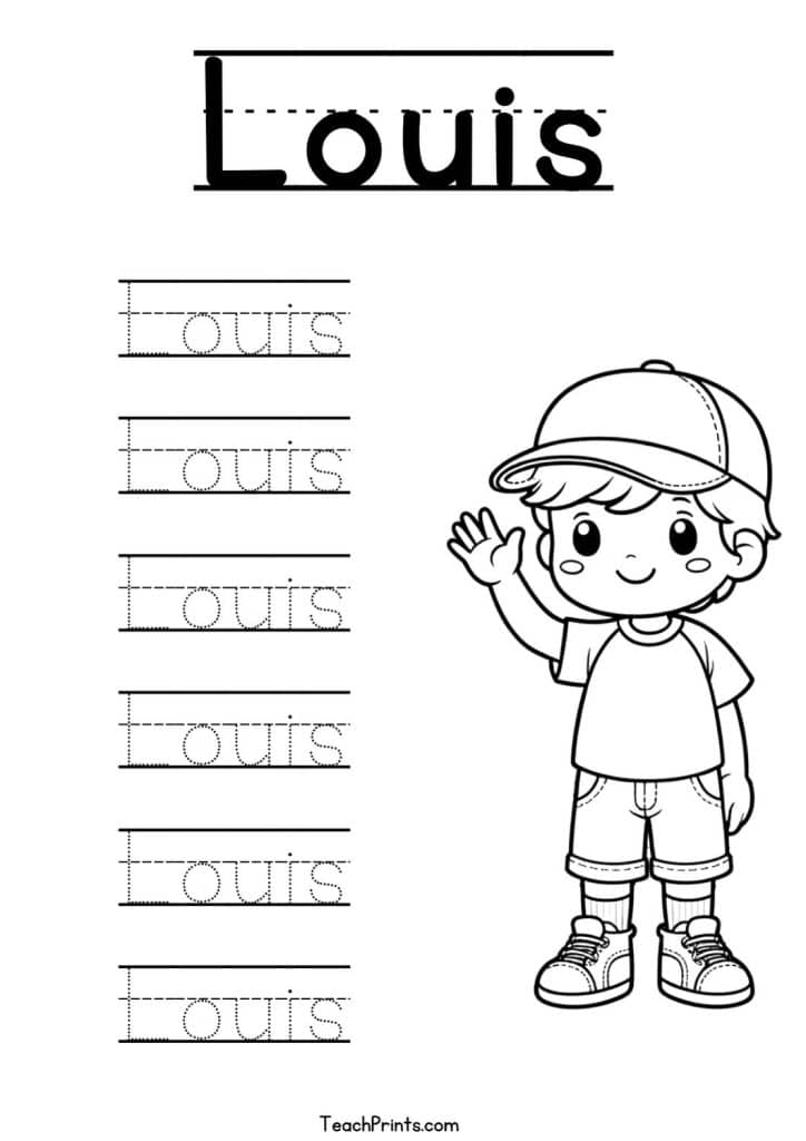 Louis Name Tracing Worksheet