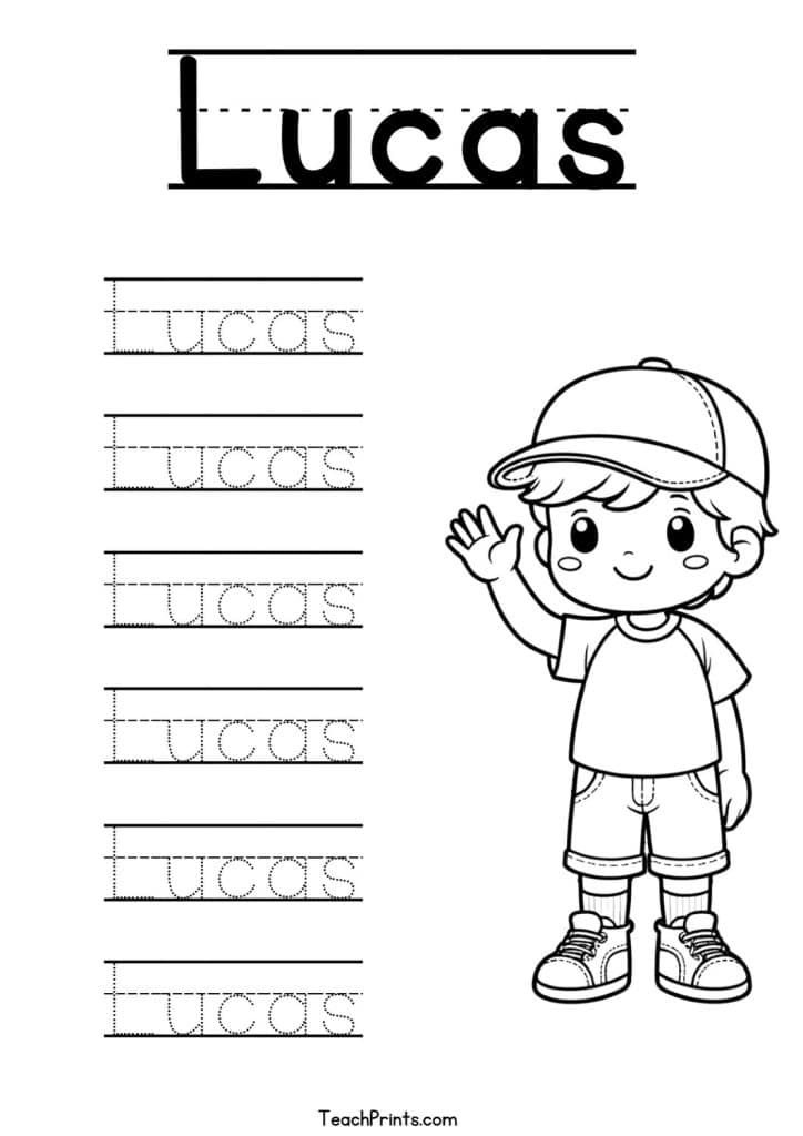 Lucas Name Tracing Worksheet