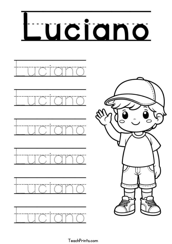 Luciano Name Tracing Worksheet