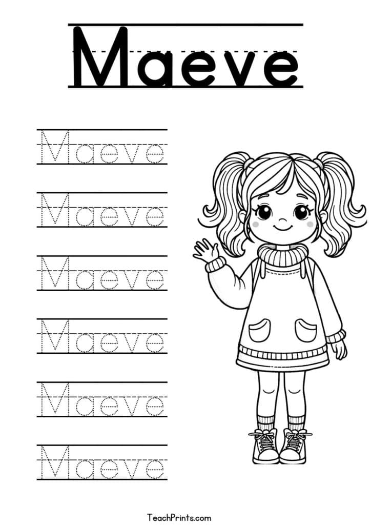 Maeve Name Tracing Worksheet