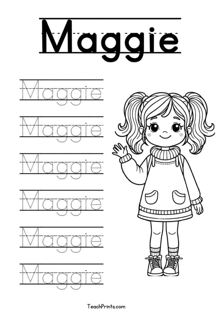 Maggie Name Tracing Worksheet