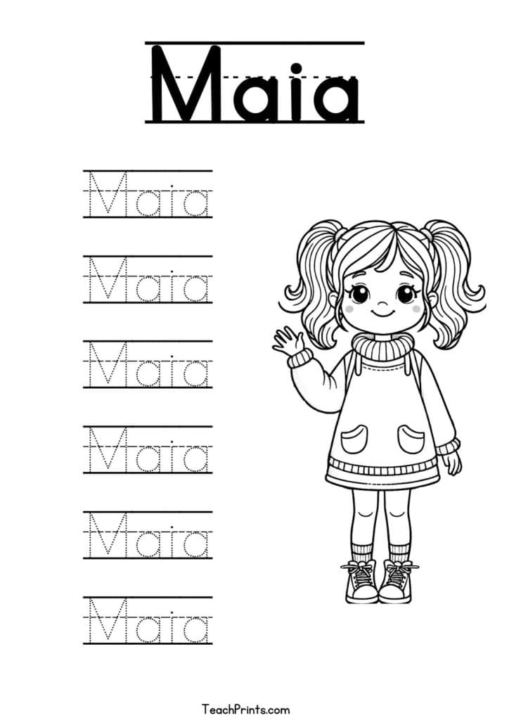 Maia Name Tracing Worksheet