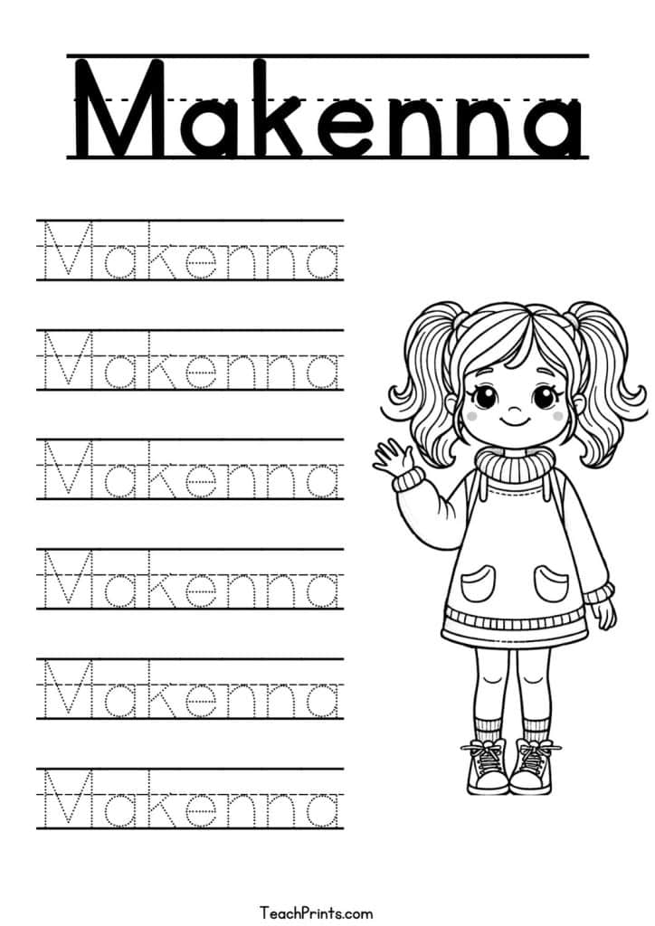 Makenna Name Tracing Worksheet