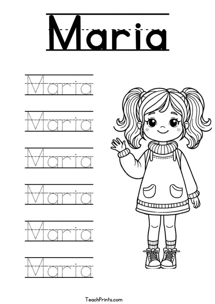 Maria Name Tracing Worksheet