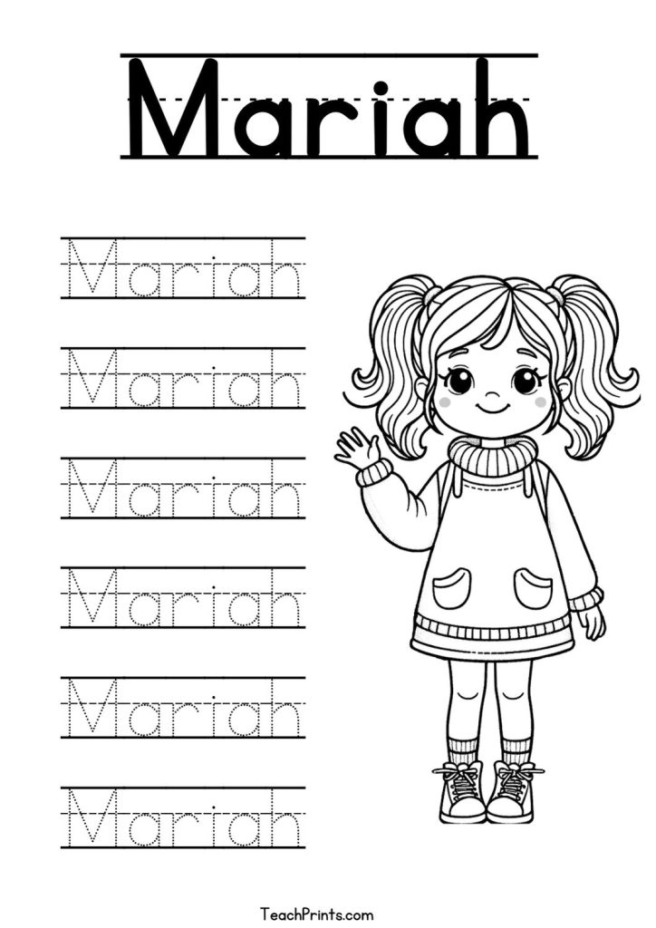 Mariah Name Tracing Worksheet
